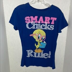Warner Bros. Blue and Pink Short Sleeve Tee Smart Chicks